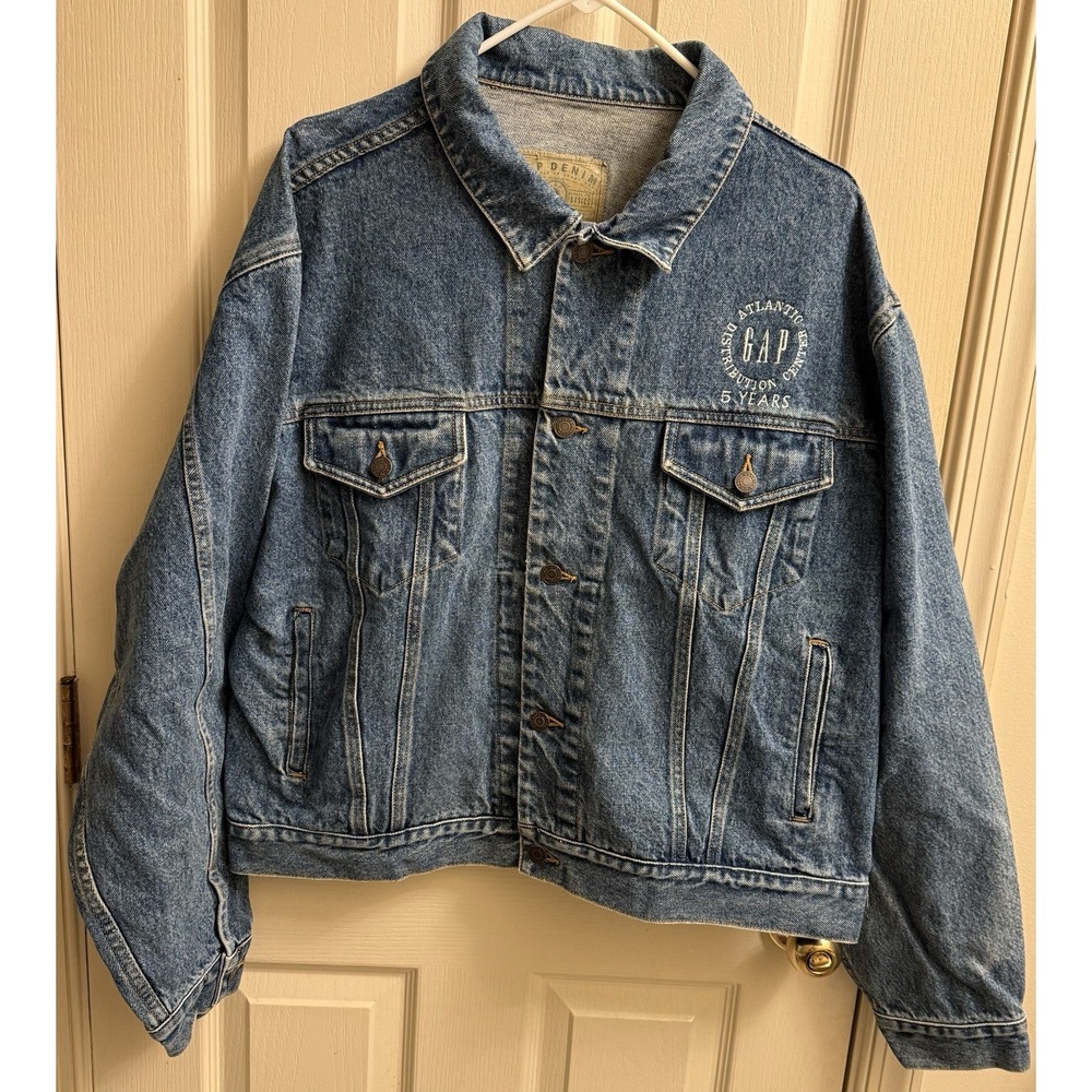 Vintage Gap Atlantic Distribution Center 5 Yrs Blue Denim Jean Jacket XL Rare
